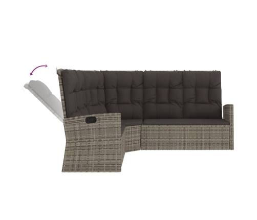 Set de muebles de jardín 2 pzas cojines ratán sintético gris