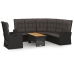 Set de muebles de jardín 3 pzas y cojines ratán sintético negro