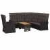 Set de muebles de jardín 3 pzas y cojines ratán sintético negro