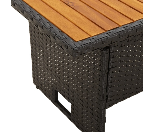 Set de muebles de jardín 3 pzas y cojines ratán sintético negro