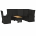 Set de muebles de jardín 3 pzas y cojines ratán sintético negro