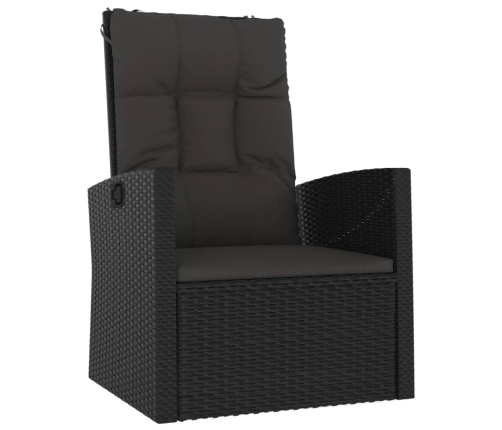 Set de muebles de jardín 3 pzas y cojines ratán sintético negro