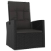 Set de muebles de jardín 3 pzas y cojines ratán sintético negro