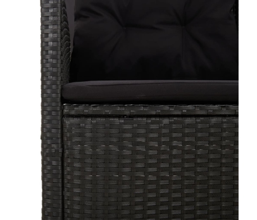 Set de muebles de jardín 3 pzas y cojines ratán sintético negro
