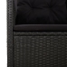 Set de muebles de jardín 3 pzas y cojines ratán sintético negro