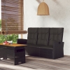 vidaXL Banco jardín reclinable y cojines ratán sintético negro 173 cm