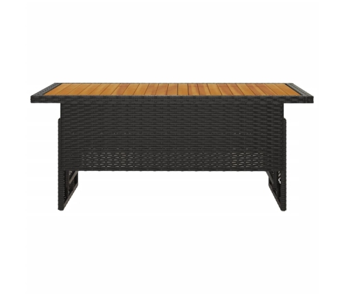 Mesa jardín negra 100x50x43/63 cm madera maciza acacia y ratán