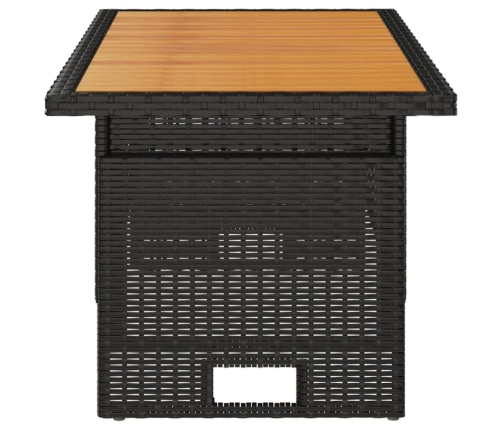 Mesa jardín negra 100x50x43/63 cm madera maciza acacia y ratán