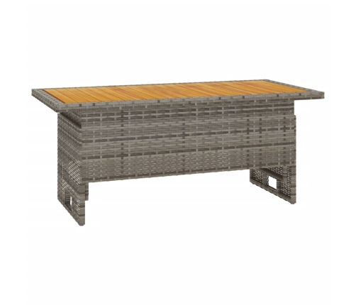 vidaXL Mesa de jardín madera maciza acacia y ratán gris 100x50x43/63cm