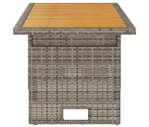 vidaXL Mesa de jardín madera maciza acacia y ratán gris 100x50x43/63cm