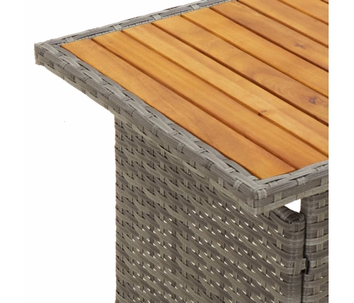 Mesa de jardín madera maciza acacia y ratán gris 100x50x43/63cm