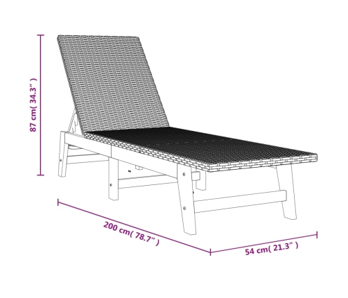 vidaXL Tumbonas con cojines 2 uds ratán sintético madera maciza acacia
