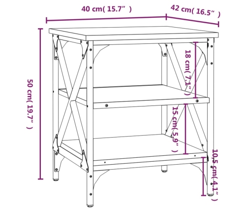 Mesa auxiliar madera contrachapada negro 40x42x50 cm