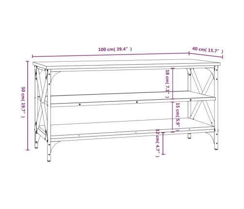 Mueble para TV madera contrachapada negro 100x40x50 cm