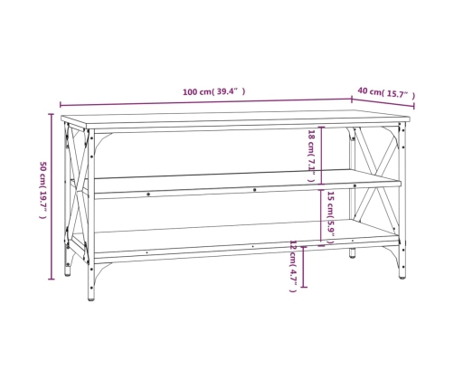 vidaXL Mueble para TV madera contrachapada roble Sonoma 100x40x50 cm