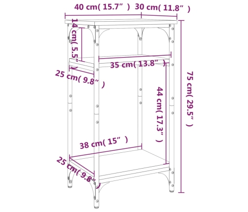 Mesa auxiliar de madera contrachapada negra 40x30x75 cm