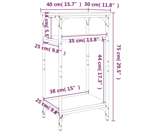 Mesa auxiliar madera contrachapada roble Sonoma 40x30x75 cm