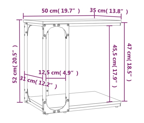 Mesa auxiliar madera contrachapada negro 50x35x52 cm