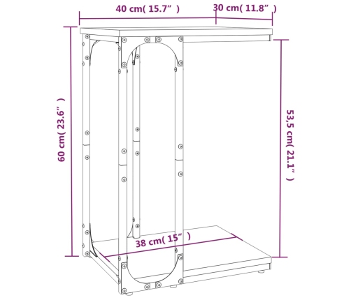 vidaXL Mesa auxiliar de madera contrachapada negro 40x30x60 cm