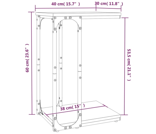 Mesa auxiliar madera contrachapada roble Sonoma 40x30x60 cm