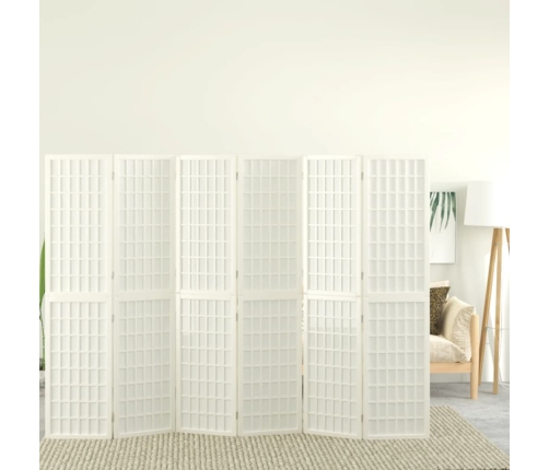 Biombo plegable con 6 paneles estilo japonés blanco 240x170 cm