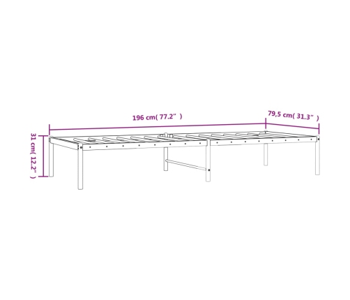 Estructura de cama metal negro 75x190 cm