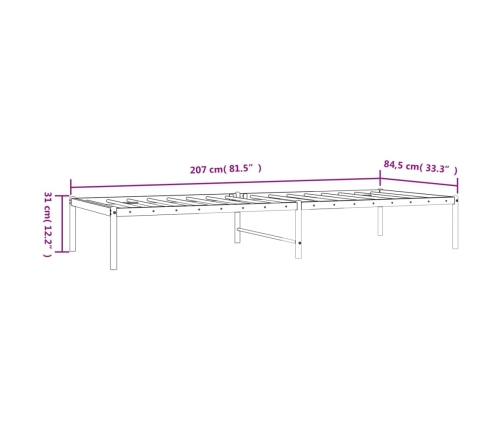 Estructura de cama de metal negro 80x200 cm