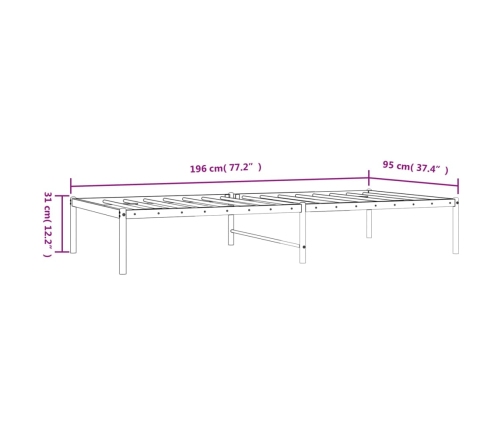 Estructura de cama sin colchón metal negro 90x190 cm