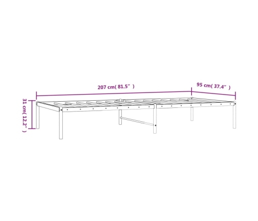 Estructura de cama sin colchón metal negro 90x200 cm