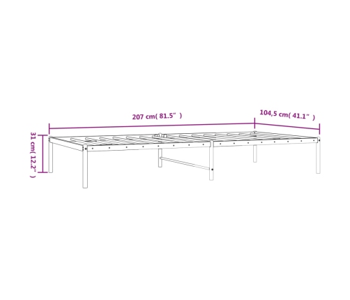 Estructura de cama sin colchón metal negro 100x200 cm