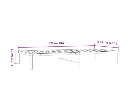 Estructura de cama sin colchón metal negro 100x200 cm