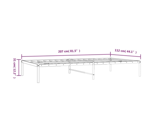 Estructura de cama sin colchón metal negro 107x203 cm