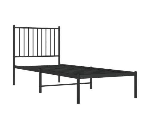 Estructura cama sin colchón con cabecero metal negro 80x200 cm