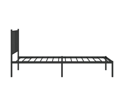 Estructura cama sin colchón con cabecero metal negro 80x200 cm