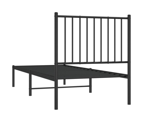 Estructura cama sin colchón con cabecero metal negro 80x200 cm