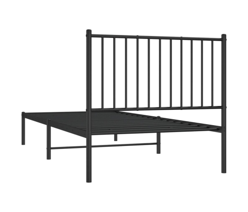 Estructura cama sin colchón con cabecero metal negro 90x200 cm