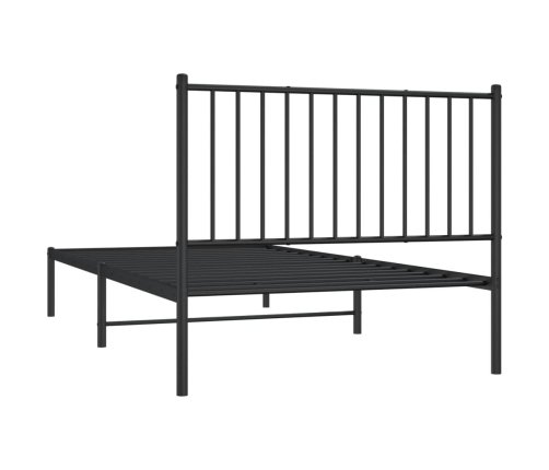 Estructura cama sin colchón con cabecero metal negro 100x200 cm