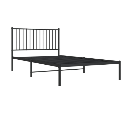 Estructura cama sin colchón con cabecero metal negro 107x203 cm