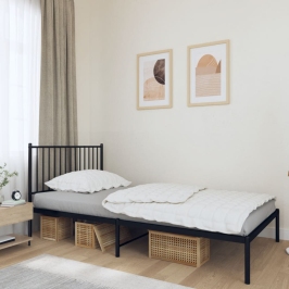 Estructura cama sin colchón con cabecero metal negro 107x203 cm