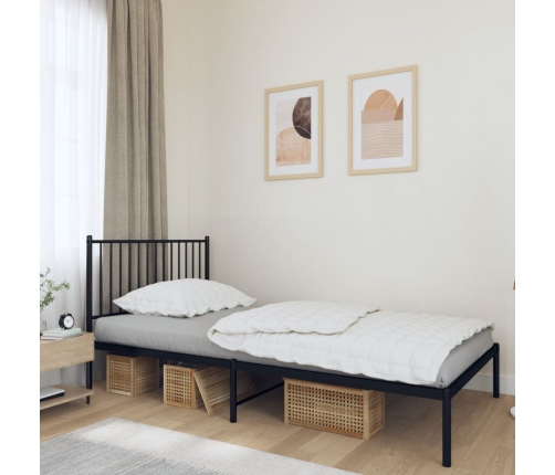 Estructura cama sin colchón con cabecero metal negro 107x203 cm