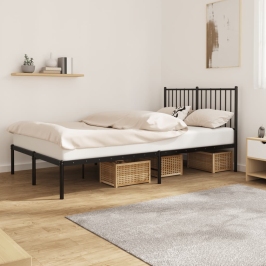 Estructura cama sin colchón con cabecero metal negro 120x200 cm