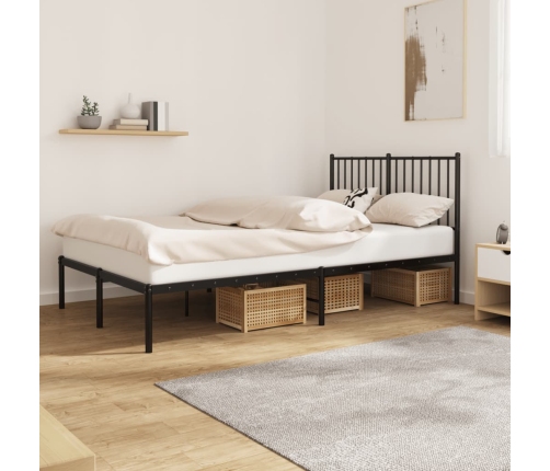 Estructura cama sin colchón con cabecero metal negro 120x200 cm