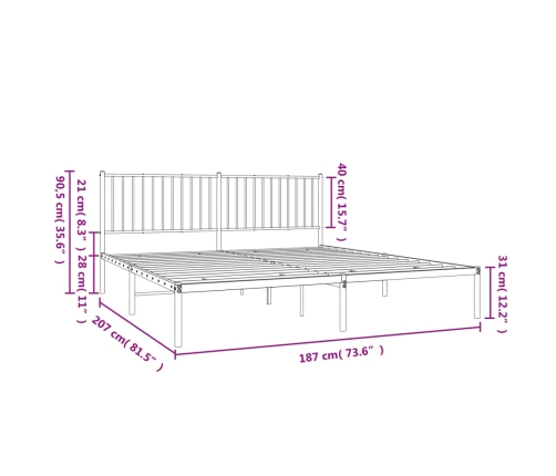 Estructura cama sin colchón con cabecero metal negro 180x200 cm