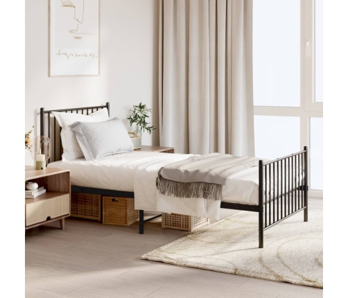 Estructura cama sin colchón con estribo metal negro 90x190 cm