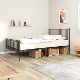 Estructura cama sin colchón con estribo metal negro 140x200 cm