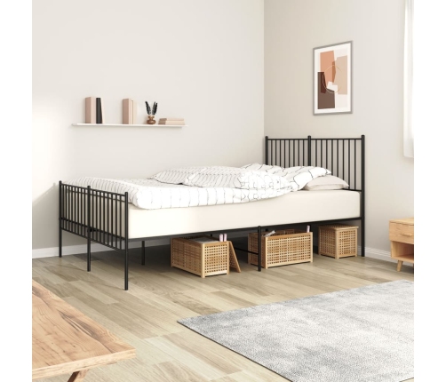 Estructura cama sin colchón con estribo metal negro 140x200 cm