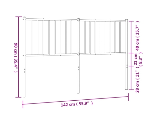 Cabecero de metal negro 135 cm