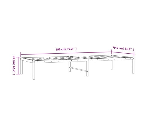 Estructura de cama sin colchón metal blanco 75x190 cm