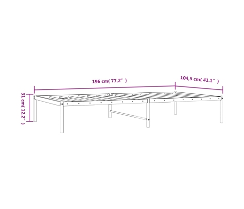 Estructura de cama sin colchón metal blanco 100x190 cm