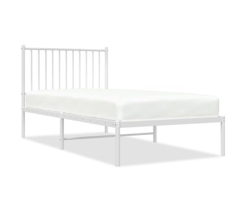 Estructura cama sin colchón con cabecero metal blanco 90x190 cm